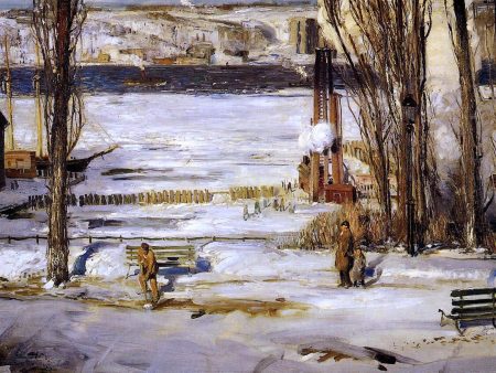 A Morning Snow - Hudson River by George Wesley Bellows - Hand-Painted Oil Painting on Canvas Hot on Sale