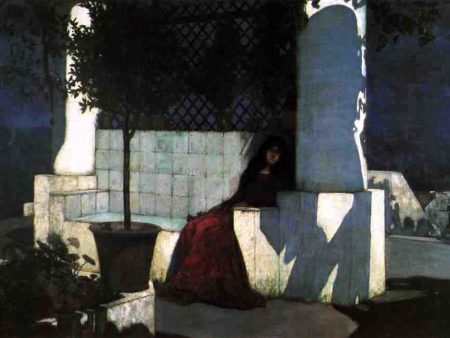 Woman Sitting in the Moonlight by Charles Caryl Coleman - Hand-Painted Oil Painting on Canvas Supply