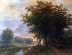 A Wooded River Valley With Peasants On A Path, Cattle In A  Meadow Beyond by Johann Bernard Klombeck - Hand-Painted Oil Painting on Canvas Online now