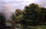 Wooded River Landscape with Ducks on a Bank by Jan Willem Van Borselen - Hand-Painted Oil Painting on Canvas Online