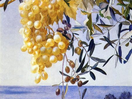 A Cluster of Grapes by Henry Roderick Newman - Hand-Painted Oil Painting on Canvas Online now