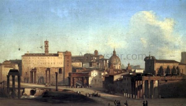 A View Of The Forum by Ippolito Caffi - Hand-Painted Oil Painting on Canvas Supply