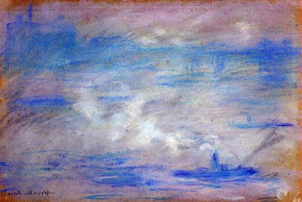 Boats on the Thames, Fog Effect by Claude Oscar Monet - Hand-Painted Oil Painting on Canvas Cheap