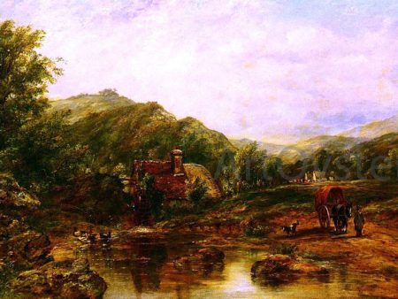 A Mill Stream Among The Hills by Frederick Waters Watts - Hand-Painted Oil Painting on Canvas on Sale