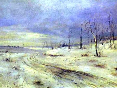 A Winter Road by Alexei Kondratevich Savrasov - Hand-Painted Oil Painting on Canvas Online Sale