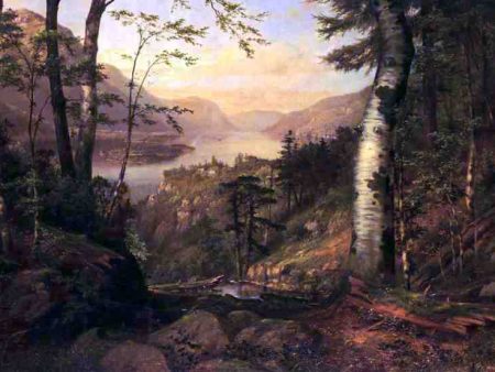 A Peep into Lake George by James Brade Sword - Hand-Painted Oil Painting on Canvas For Discount