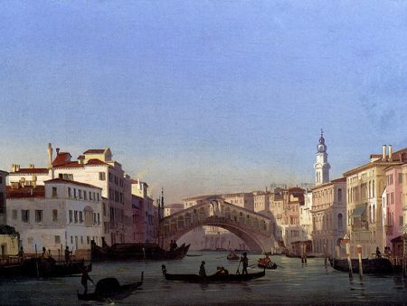 At the Rialto Bridge, Venice by Ippolito Caffi - Hand-Painted Oil Painting on Canvas Online Hot Sale