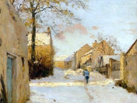 A Village Street in Winter by Alfred Sisley - Hand-Painted Oil Painting on Canvas Fashion