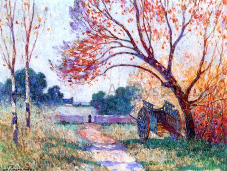 A Cart by the Side of the Path by Ferdinand Du Puigaudeau - Hand-Painted Oil Painting on Canvas For Cheap