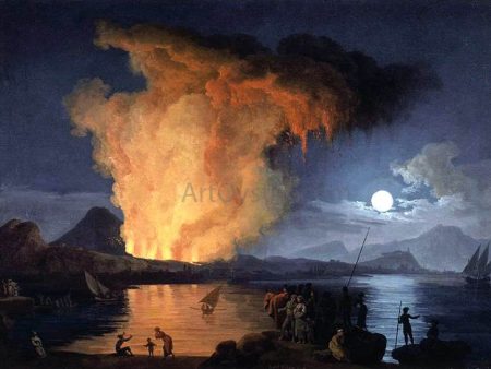 View of the Eruption of Mount Vesuvius by Pierre-Jacques Volaire - Hand-Painted Oil Painting on Canvas Fashion