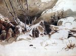 Alpine Pass in Winter with Monks by Carl Blechen - Hand-Painted Oil Painting on Canvas Fashion