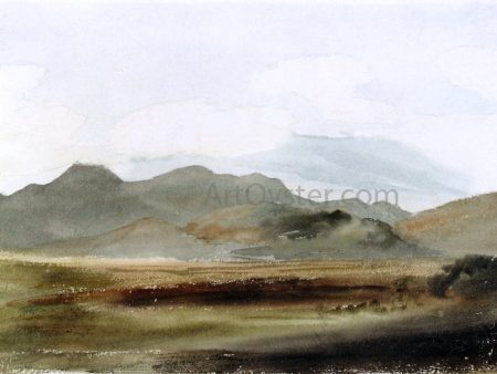 A Hilly Landscape by Cornelius Varley - Hand-Painted Oil Painting on Canvas For Cheap