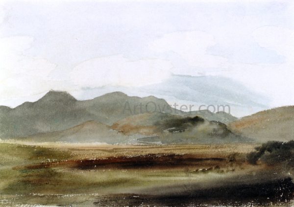 A Hilly Landscape by Cornelius Varley - Hand-Painted Oil Painting on Canvas For Cheap