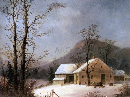 A Winter Farmyard by George Henry Durrie - Hand-Painted Oil Painting on Canvas For Cheap