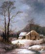 A Winter Farmyard by George Henry Durrie - Hand-Painted Oil Painting on Canvas For Cheap