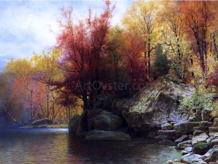 Autumn River Landscape by Alexander Lawrie - Hand-Painted Oil Painting on Canvas Online now