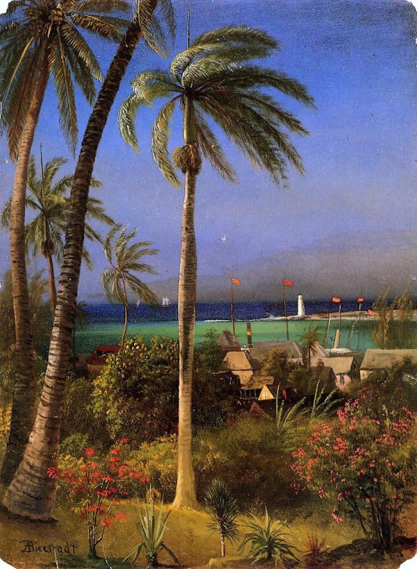 Bahamian View by Albert Bierstadt - Hand-Painted Oil Painting on Canvas Supply