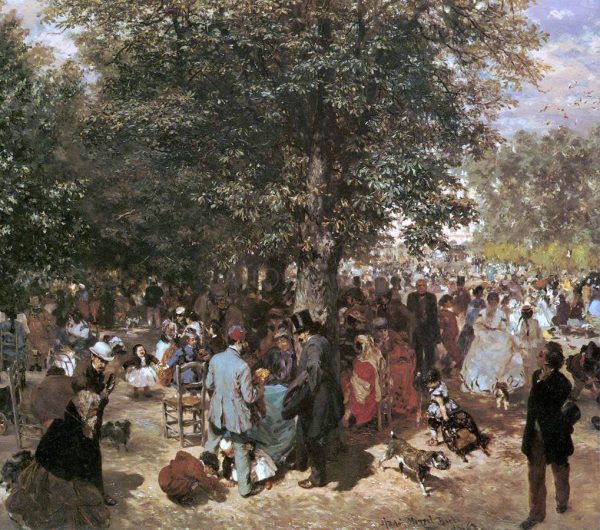 Afternoon at the Tuileries Garden by Adolph Von Menzel - Hand-Painted Oil Painting on Canvas Online Hot Sale