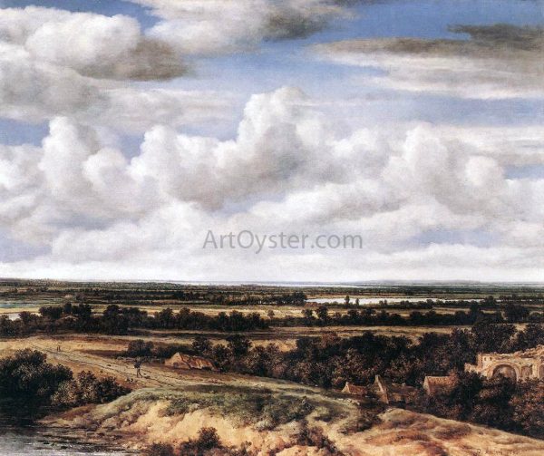 An Extensive Landscape with a Road by a Ruin by Philips Koninck - Hand-Painted Oil Painting on Canvas Online now