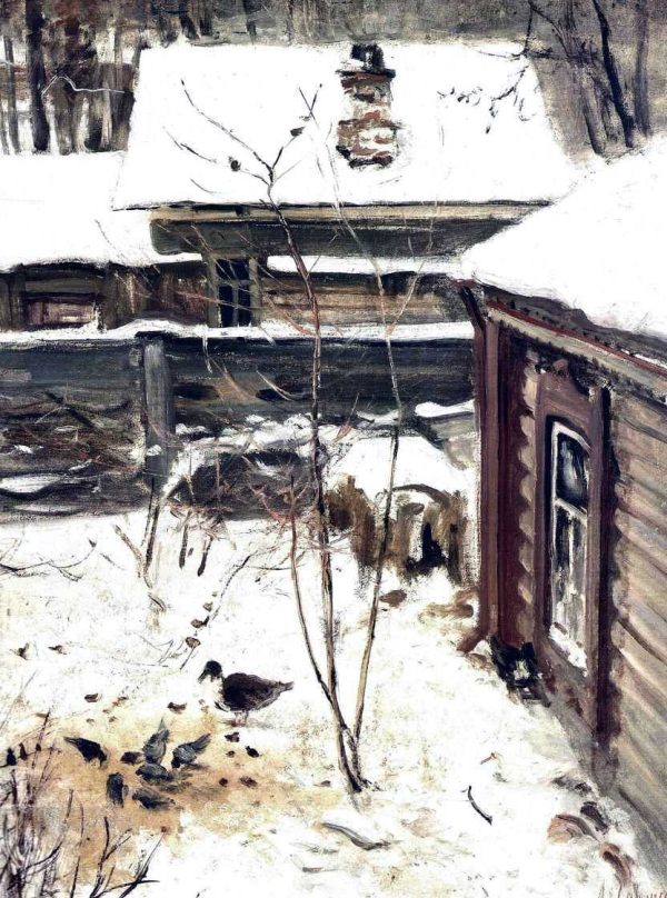 A Yard, Winter by Alexei Kondratevich Savrasov - Hand-Painted Oil Painting on Canvas Online Sale