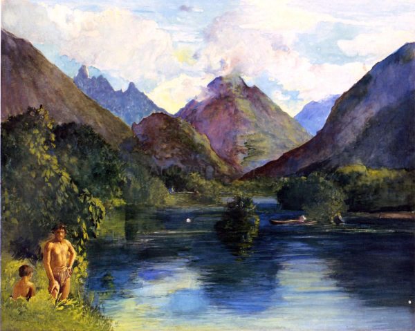 Entrance to Tautira River, Tahiti by John La Farge - Hand-Painted Oil Painting on Canvas For Sale