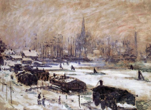 Amsterdam in the Snow by Claude Oscar Monet - Hand-Painted Oil Painting on Canvas Sale