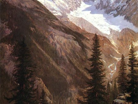 Canadian Rockies, Asulkan Glacier by Albert Bierstadt - Hand-Painted Oil Painting on Canvas Hot on Sale