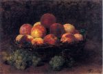 Basket of Peaches by Henri Fantin-Latour - Hand-Painted Oil Painting on Canvas For Sale