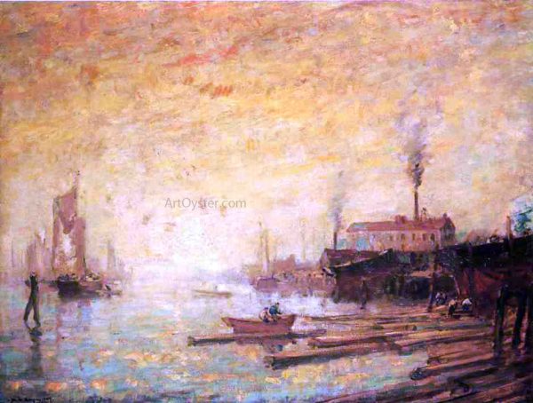 Harbor at Sunset, Moank, Connecticut by Henry Ward Ranger - Hand-Painted Oil Painting on Canvas Fashion