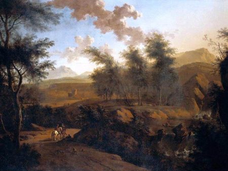 An Extensive Italianate Landscape by Frederick De Moucheron - Hand-Painted Oil Painting on Canvas For Discount