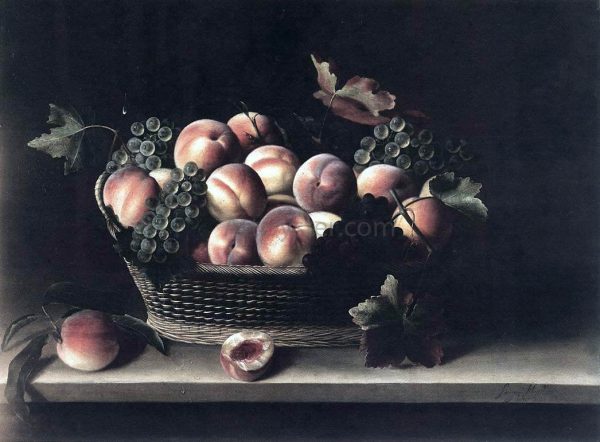 Basket with Peaches and Grapes by Louise Moillon - Hand-Painted Oil Painting on Canvas For Cheap