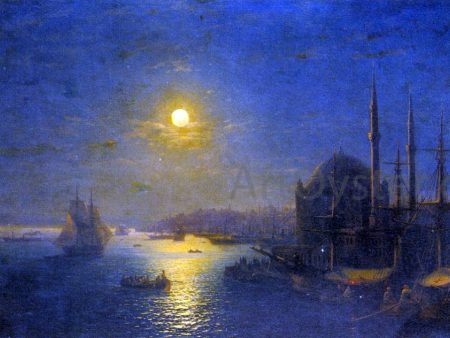 A Moonlit View of the Bosphorus by Ivan Constantinovich Aivazovsky - Hand-Painted Oil Painting on Canvas For Cheap