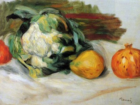 Cauliflower and Pomegranates by Pierre Auguste Renoir - Hand-Painted Oil Painting on Canvas For Sale