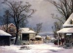 A Farmyard, Winter by George Henry Durrie - Hand-Painted Oil Painting on Canvas on Sale