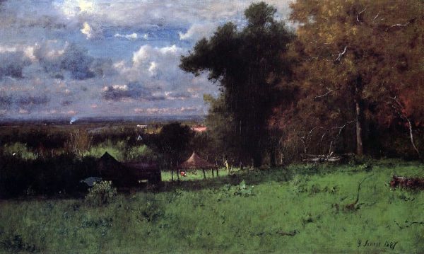 Breezy Autumn by George Inness - Hand-Painted Oil Painting on Canvas For Sale