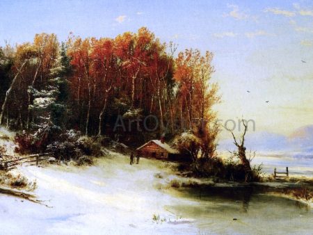 First Snow Along the Hudson by Marie-Francois-Regis Gignoux - Hand-Painted Oil Painting on Canvas Hot on Sale