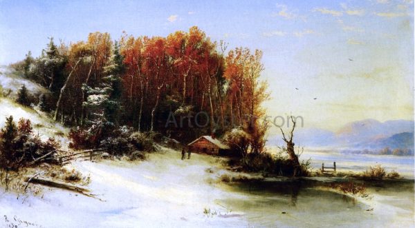 First Snow Along the Hudson by Marie-Francois-Regis Gignoux - Hand-Painted Oil Painting on Canvas Hot on Sale