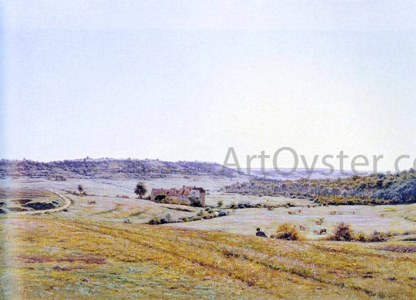 A Young Shepherd In An Extensive Landscape by Jean Ferdinand Monchablon - Hand-Painted Oil Painting on Canvas Hot on Sale