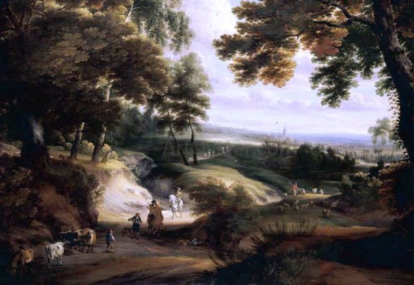 Wooded Landscape by Jacques D Arthois - Hand-Painted Oil Painting on Canvas Online