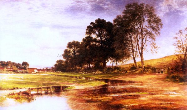 By Mead and Stream by Benjamin Williams Leader - Hand-Painted Oil Painting on Canvas Hot on Sale