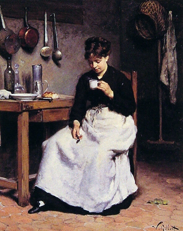 A Cup of Coffee by Victor Gabriel Gilbert - Hand-Painted Oil Painting on Canvas Sale