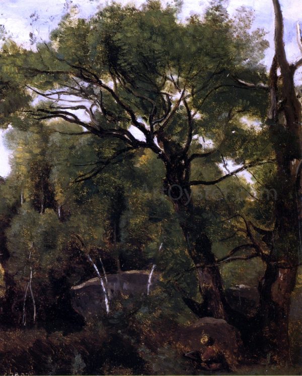 An Artist Painting in the Forest of Fountainebleau by Jean-Baptiste-Camille Corot - Hand-Painted Oil Painting on Canvas Hot on Sale