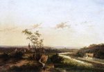 An Extensive Summer Landscape With A Town In The Background by Jan Evert Morel - Hand-Painted Oil Painting on Canvas Online