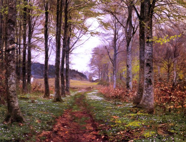 A Woodland Landscape by Hans Anderson Brendekilde - Hand-Painted Oil Painting on Canvas on Sale