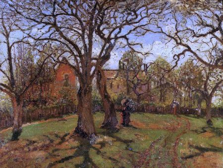 Chestnut Trees, Louveciennes, Spring by Camille Pissarro - Hand-Painted Oil Painting on Canvas Online now