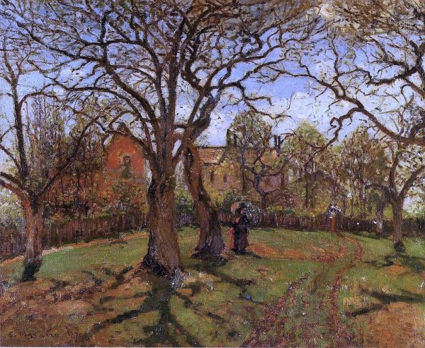 Chestnut Trees, Louveciennes, Spring by Camille Pissarro - Hand-Painted Oil Painting on Canvas Online now