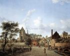 Approach to the Town of Veere by Jan Van der Heyden - Hand-Painted Oil Painting on Canvas For Discount