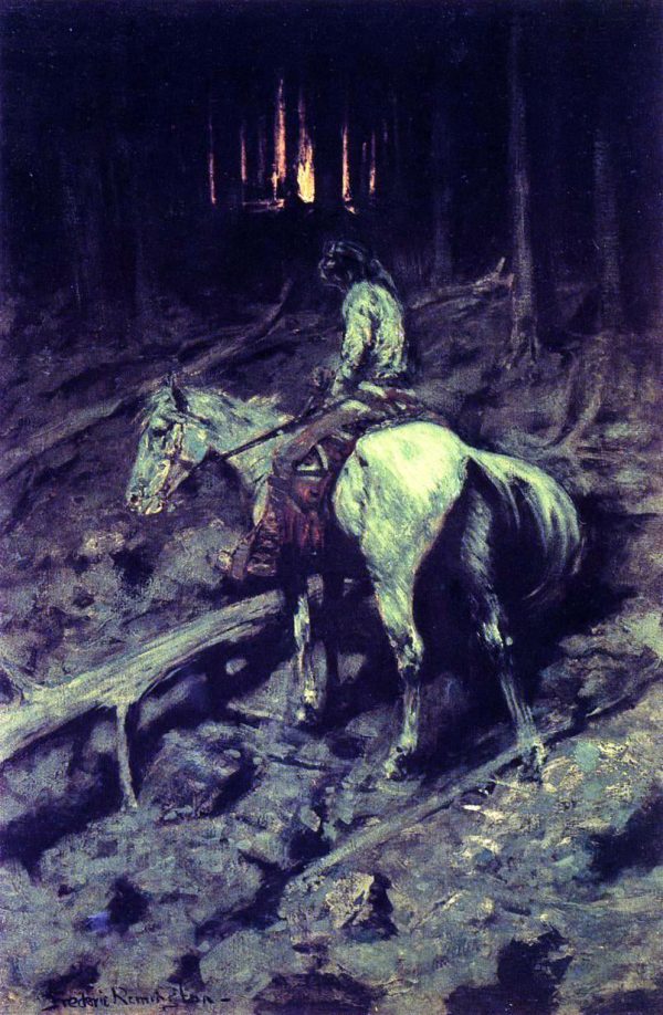 Apache Fire Signal by Frederic Remington - Hand-Painted Oil Painting on Canvas Online Hot Sale