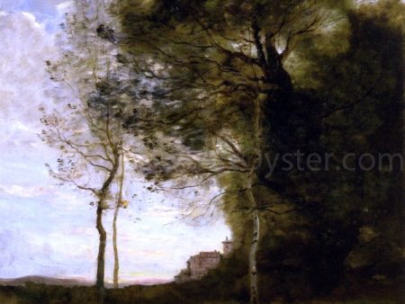 Banks of a Pond with Two Cows, Italian Souvenir by Jean-Baptiste-Camille Corot - Hand-Painted Oil Painting on Canvas Supply