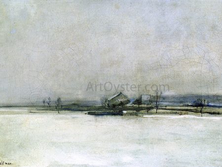 Winter Landscape with Barn by John Twachtman - Hand-Painted Oil Painting on Canvas Cheap